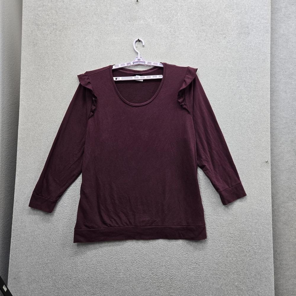 Torrid Women Sweater 5‎ Purple Ruffle Shoulder Pullover
